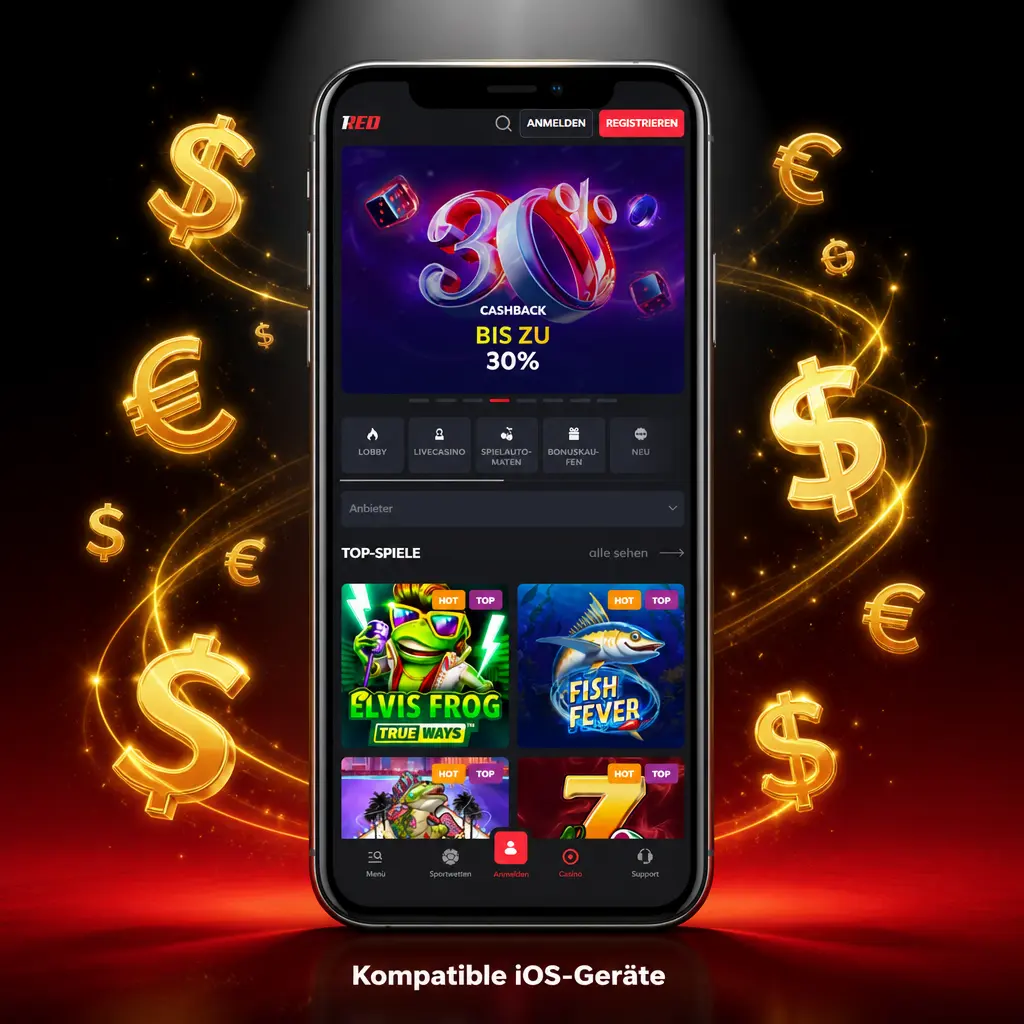 1Red App kompatible iOS-Geräte: iPhone X bis 17-Serie sowie iPad ab 7. Generation