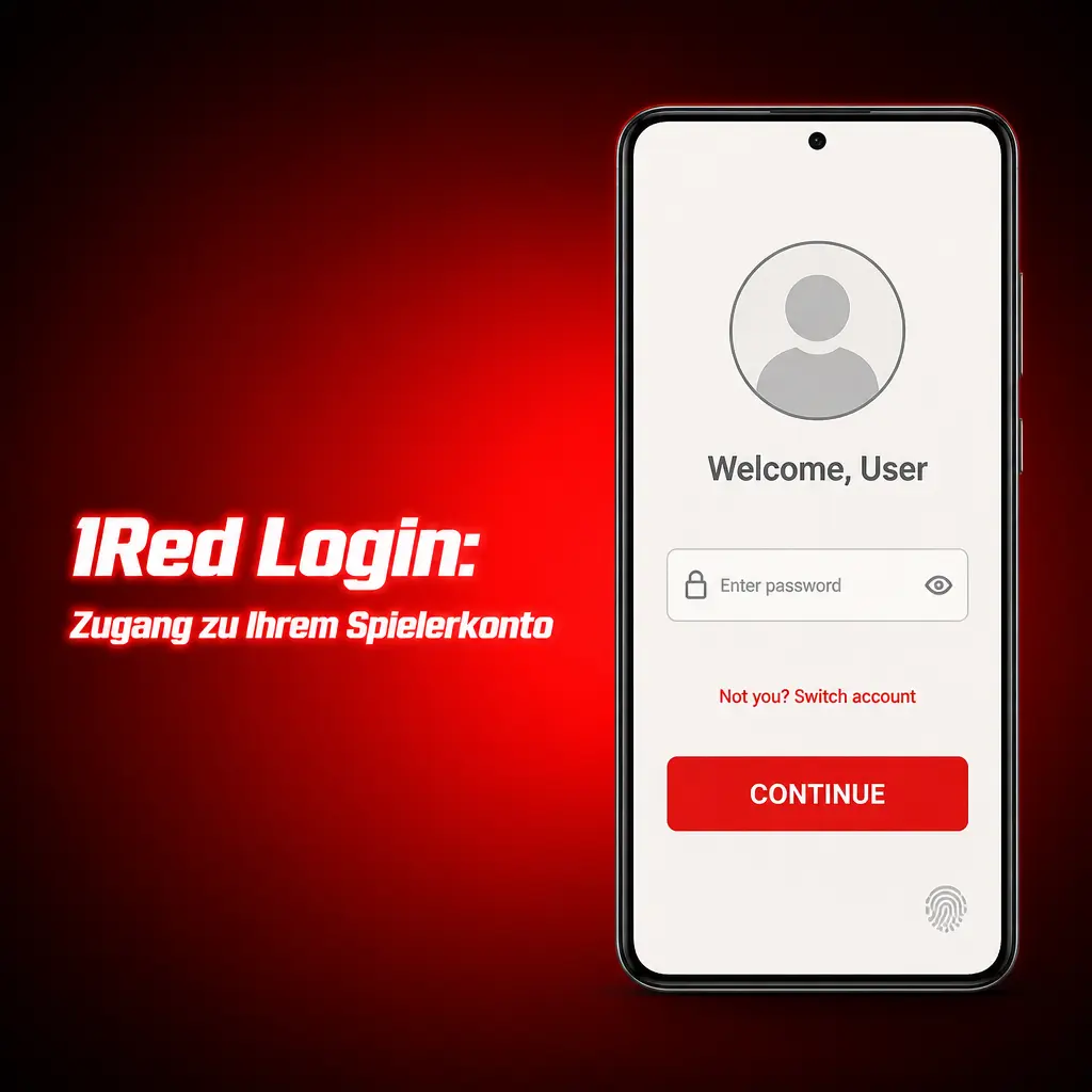 1Red Login-Seite: Anmeldung mit E-Mail und Passwort für sicheren Zugang zum Spielerkonto