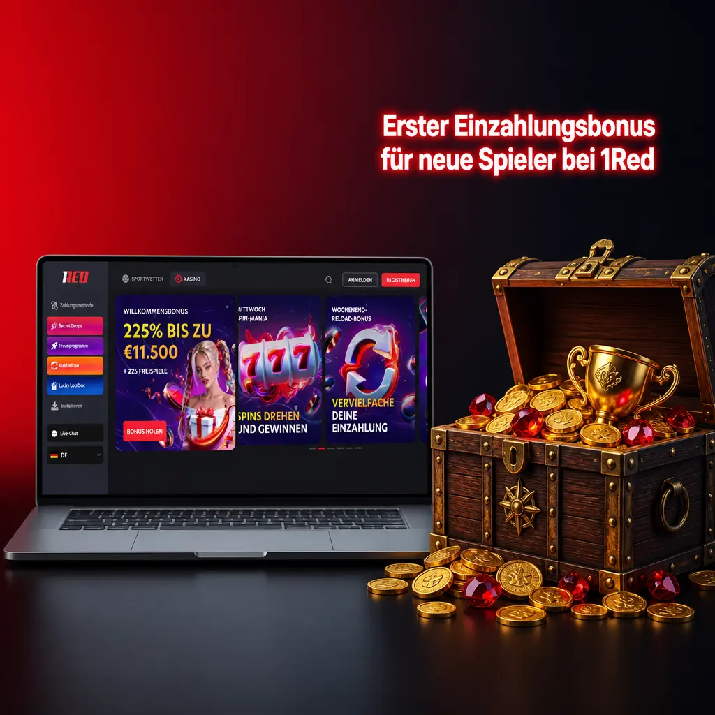 1Red Willkommensbonus: 225% bis 11.500 EUR und 225 Freispiele für neue Spieler ab 20 EUR Einzahlung