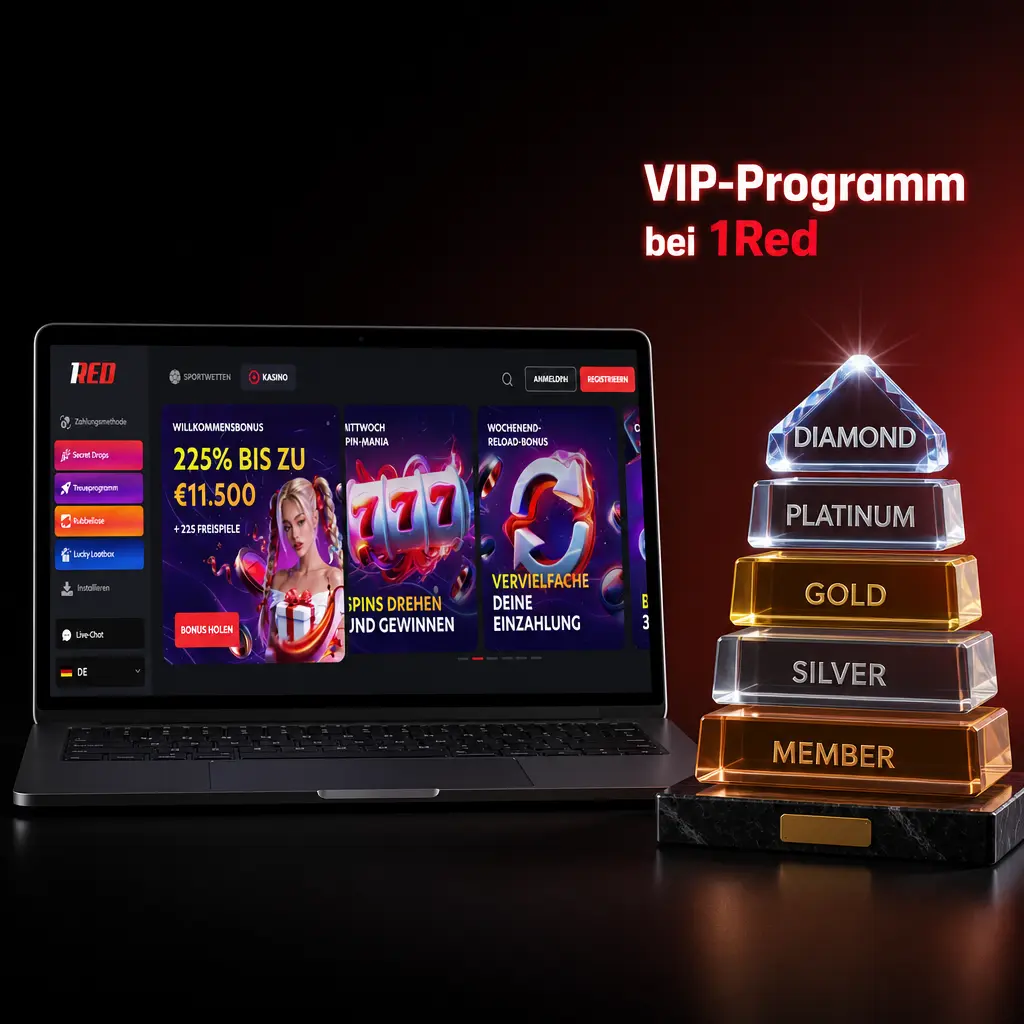 1Red VIP-Programm: Loyalty-Stufen von Bronze bis VIP mit exklusiven Boni und Vorteilen für treue Spieler