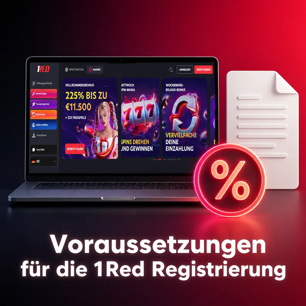 1Red Registrierung Voraussetzungen: Mindestalter 18, ein Konto, korrekte Daten, Ausweisdokument, erlaubter Wohnsitz