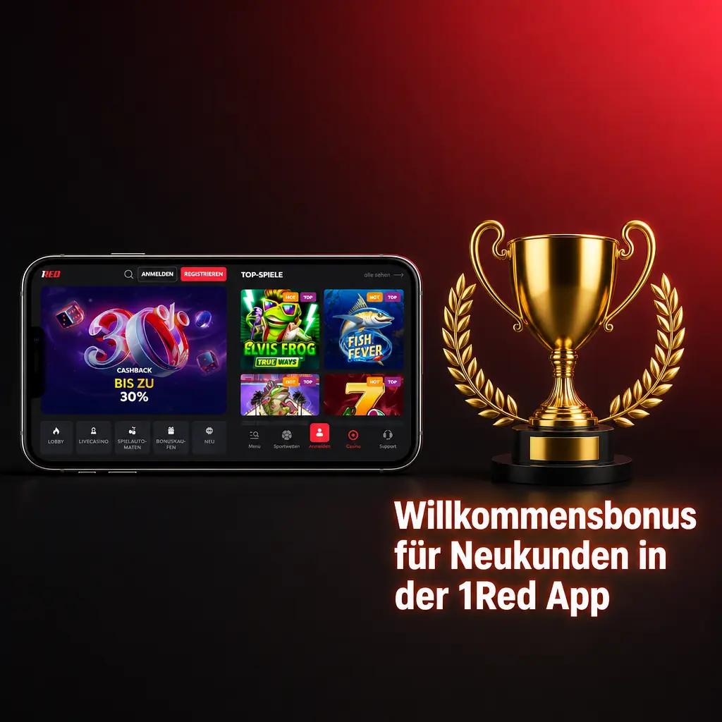 1Red App Willkommensbonus: 225% bis 11.500 EUR + 225 Freispiele für Casino oder Sportwetten