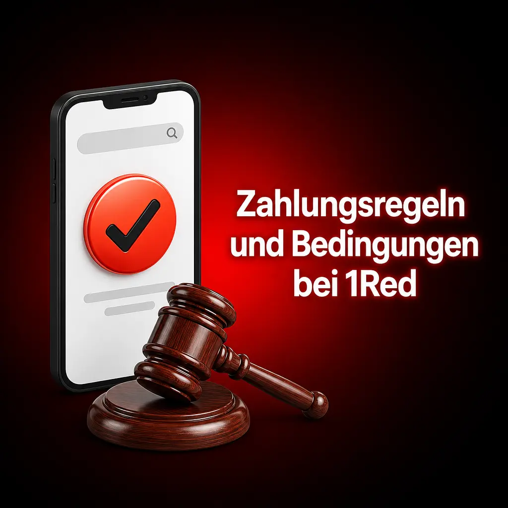1Red Zahlungsregeln: KYC, Einzahlungslimit 1.000 EUR, Mindesteinzahlung 10 EUR, Auszahlung ab 20 EUR in Deutschland